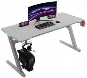 Gamingový stôl s RGB LED podsvietením biely Šírka: 60 cm | Dĺžka: 120 cm