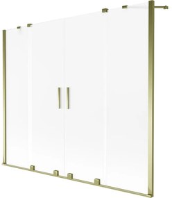 Mexen Velar Duo, 2-krídlová posuvná vaňová zástena 180 x 150 cm, 8mm sklo námraza, zlatá lesklá, 896-180-000-32-50