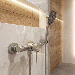 Rea Lungo Stripe, sprchová batéria s ručnou sprchovou súpravou, brúsená oceľ, REA-B9491