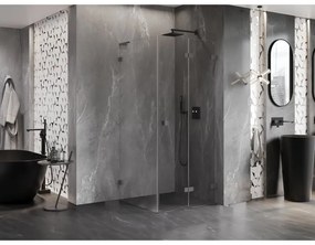 Mexen Lunar-F L, 1-krídlový sprchový kút so skladacími dverami, pravý, 90 x 90 cm, 8mm číre sklo, grafitový profil, 836L-090-090-95-00-P