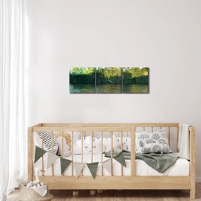 Obraz - jazero (s hodinami) (90x30 cm)