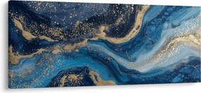 Obraz - Modrozlatý abstraktný mramor (120x50 cm)