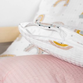 Goldea detské krepové obliečky - maľované dúhy 140 x 200 a 70 x 90 cm