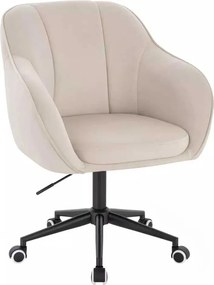 LuxuryForm DESIGN Stolička AVOLA VELUR na čiernej podstave s kolieskami - krémová