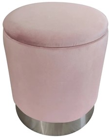 Taburetka s úložným priestorom Daron - ružová (Velvet) / chróm