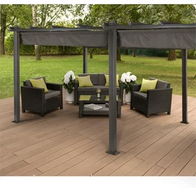 Pantheon, pergola, prístrešok, 3 x 6 m, hliník, strieška proti slnku, polyester, sivá