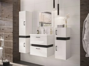 Kúpeľňový nábytok Torvaldi I, Sifón: so sifónom, Umývadlová batéria: nie, Farby: biela / biela + čierny mat