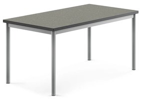 Stôl SONITUS, 1200x700x600 mm, linoleum - tmavošedá, strieborná