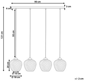 Sklenená závesná lampa so 4 svetlami sivá SHERRY Beliani