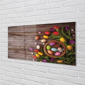 Nástenný panel  Vajíčka tulipány dosky 125x50 cm