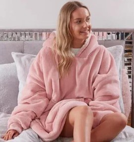 VERK Deka s rukávmi a kapucňou Huggle Hoodie - růžová