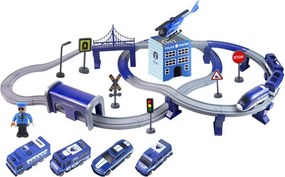 LEAN Toys Súprava mestský policajný vlak modrý 203 km/h