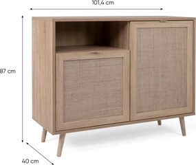 Skrinka 2-dverová Bali, dub sonoma/výplet