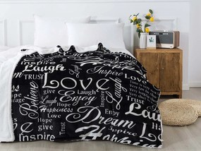 XPOSE® Mikroplyšová deka DORA s baránkom - čierna 140x200 cm