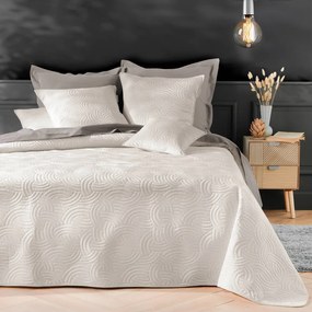 Krémová zamatová súprava prikrývky a obliečky na vankúš 240x260 cm Solange – douceur d'intérieur