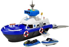 LEAN Toys Prepravná policajná loď s autíčkami, so zvukom a svetlami