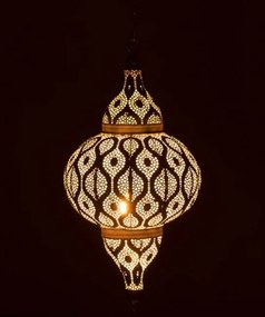 Biele kovové závesné svetlo / luster Oriental drop - Ø 31*133 cm