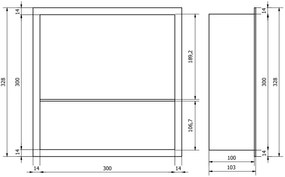 Mexen X-Wall-R, polička na zapustenie na obklad s golierom 30 x 30 cm, čierna matná, 1970303010S