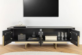 GATSBY TV komoda 160 cm retro štýl mango čierno zlatá