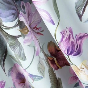 Luxusný mentolovo ružový záves s kvetmi na riasiacu pásku 140 x 270 cm