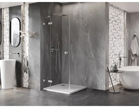 Mexen Lunar, výklopný sprchový kút ľavý 100 x 100 cm, 8mm číre sklo, oceľový profil, 834-100-100-97-00-L