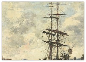 Obraz - Eugène Boudin, Ship on the Touques, reprodukcia (70x50 cm)