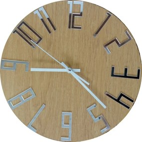 Moderné hodiny na stenu čísla Dub - Silver I SENTOP HDFK006: Čierne ručičky 30 cm 3401-19864 HDFK006 DUB silver