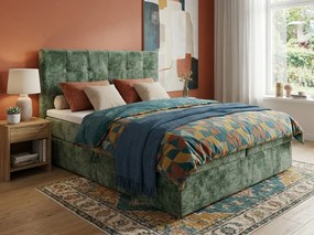 Čalúnená posteľ boxspring DIRELIS VIBE 160x200 cm tmavozelená Matrac: Bonell pružinová matrac