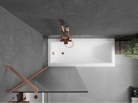 Mexen Next, 1-krídlová vaňová zástena 70 x 150 cm, 6mm sklo Ribs, medená matná, 895-070-000-00-09-65