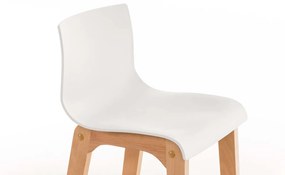 Barová stolička Hoover - plast, drevené nohy natur - Biela