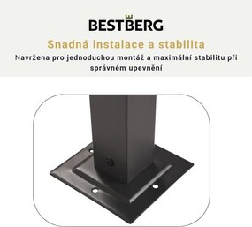 Záhradná pergola s LED solárnym osvetlením BestBerg BBGG-50 / 300 x 300 x 215 cm / šedá