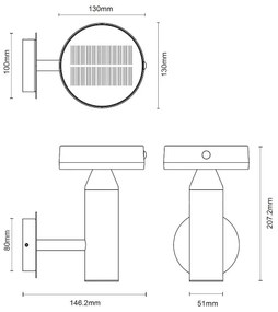 Zuma Line WT33611 - LED Solárna nástenná lampa CARLI LED/4,5W/2000mAh IP44 čierna