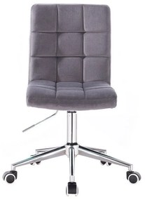 LuxuryForm DESIGN Stolička TOLEDO VELUR na striebornej podstave s kolieskami - tmavo šedá
