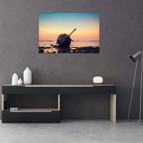 Obraz - Stroskotaná loď (90x60 cm)