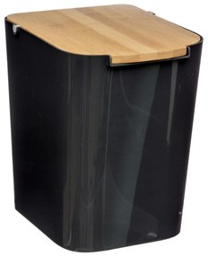 Odpadkový kôš Natureo, čierna/s drevenými prvkami, 5L