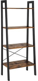 Rebríková polica so 4 úrovňami, regál, rustikálny hnedý