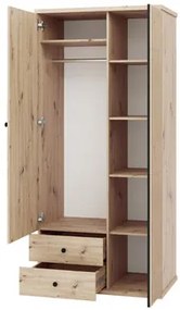 Šatníková skriňa so zrkadlom Sigeren SG25, Farby:: dub artisan / dub artisan + čierna