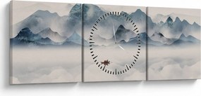 Obraz - Údolie modrých hôr (s hodinami) (90x30 cm)