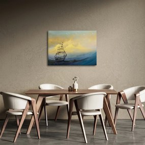 Obraz - Maľba lode na mori (70x50 cm)