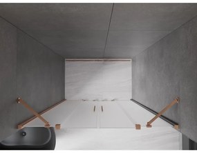 Mexen Velar Duo, posuvné sprchové dvere do otvoru 140 cm, 8mm sklo námraza, medená matná, 871-140-000-32-65