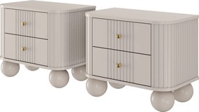 Nočné stolíky Vespera 56 cm - 2 ks - kašmírová / zlatá / kašmírové nohy