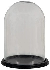 Čierny drevený okrúhly podnos so skleneným poklopom - Ø 23*29 cm