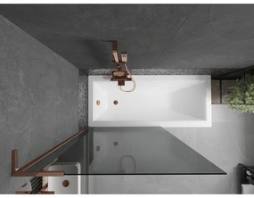 Mexen Next L, 1-krídlová vaňová zástena 100 x 150 cm, 6mm šedé sklo, ružové zlato profil, 895-100-000-03-40-60