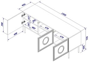 Televizní stolek Palazzo 150 cm černý/dub craft