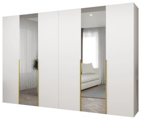 Šatníková skriňa 300 cm Alice 2 (biela + zlatá). Akcia -20%. Vlastná spoľahlivá doprava až k Vám domov. 1126194