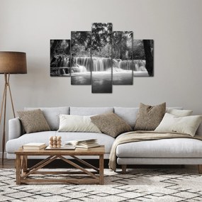 Obraz - Čiernobiely vodopád (150x105 cm)