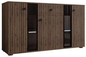 Komoda Fiesta II, Farby: orech okapi, Osvetlenie: osvetlenie LED modré