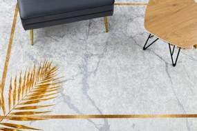 Koberec MIRO 51518.806 listy / rám, sivý / zlatý