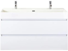 Kúpeľňový nábytkový set Maxx XL 120 cm s keramickým umývadlom 2 otvormi na kohúty biela vysoko lesklá