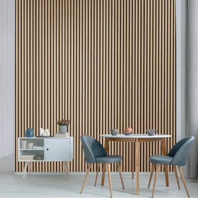 Drevený akustický panel, 2400 x 600 mm, čierny podklad, balenie 5 ks, breza